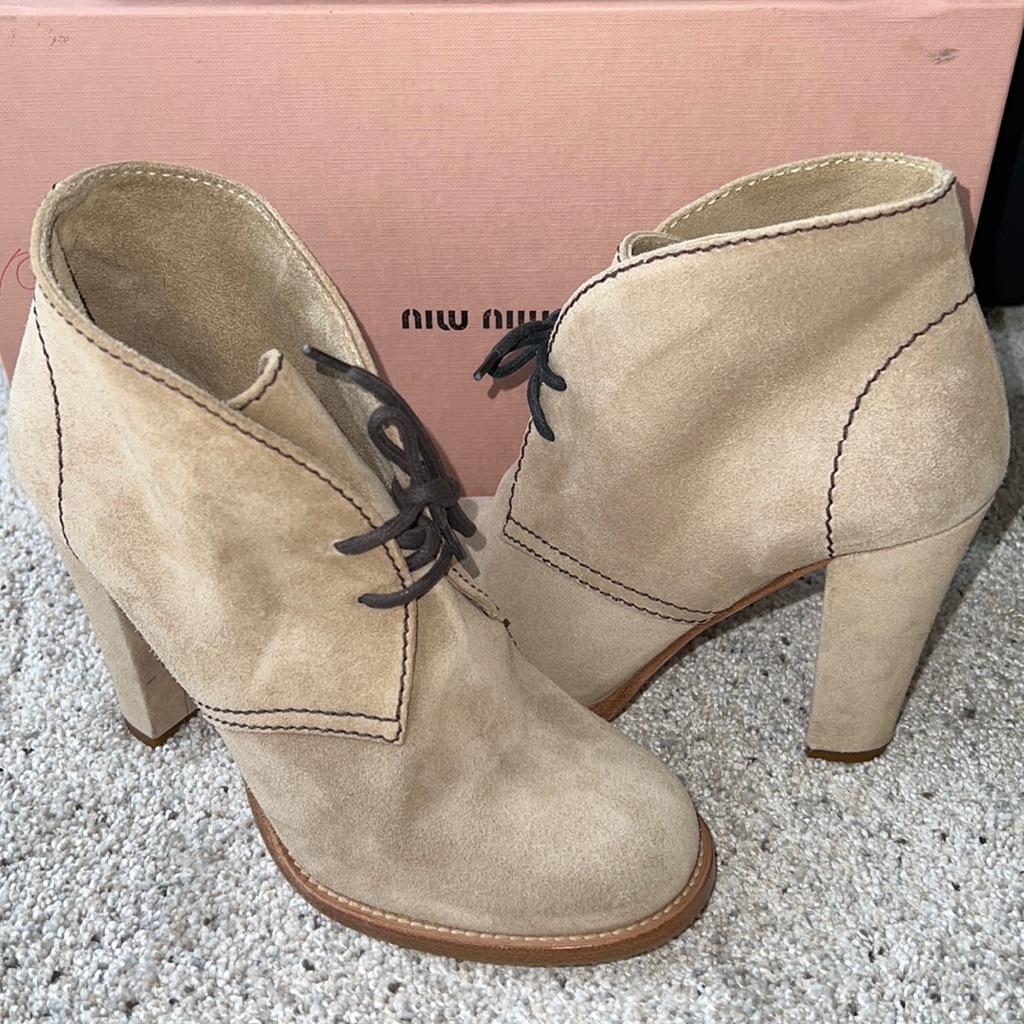 Auth New Never Worn Miu Miu Suede Botties Us 7